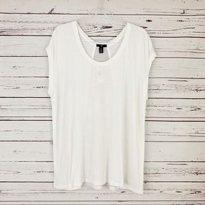 Gap Cap Sleeve Woven Back Detail Soft White Top XL